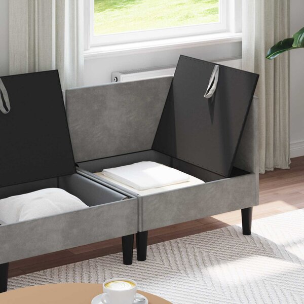 VidaXL Nappali bútor szett párnával 3 pcs Világosszürke Bársony