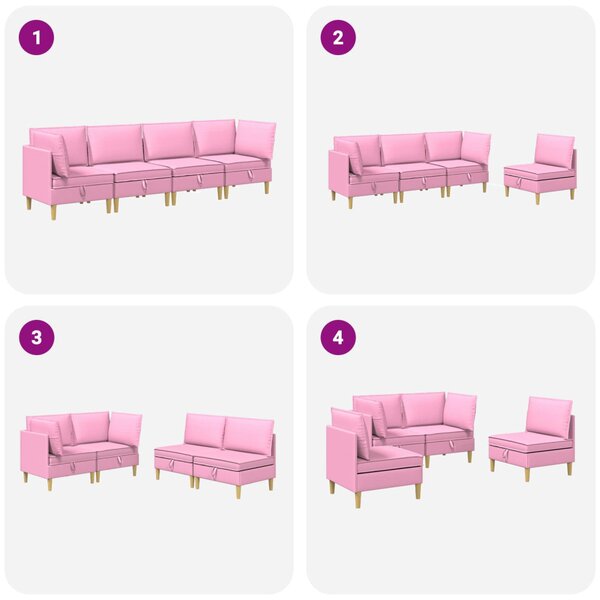 VidaXL Moduláris kanapé szett tárolóval 4 pcs Rózsaszín Szövet