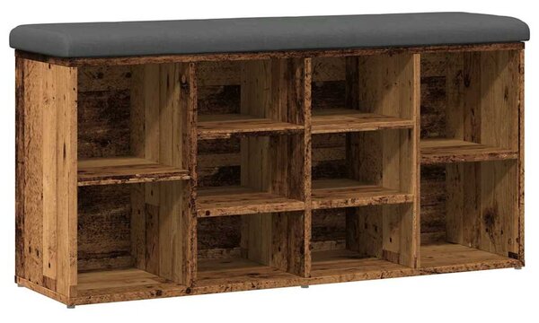 Antik fa szerelt fa cipőtároló pad 102x32x50 cm
