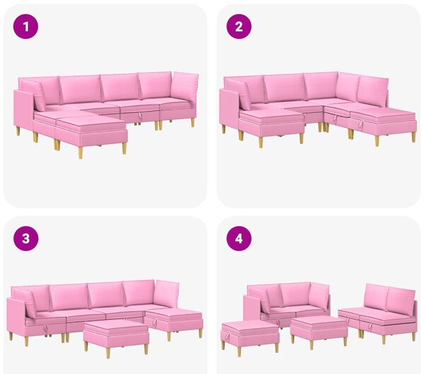 VidaXL Moduláris kanapé szett tárolóval 6 pcs Rózsaszín Szövet