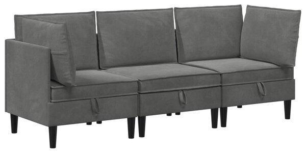 VidaXL Nappali bútor szett párnával 3 pcs Sötétszürke Bársony