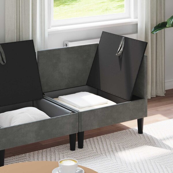 VidaXL Nappali bútor szett párnával 3 pcs Sötétszürke Bársony