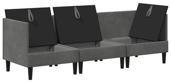 VidaXL Nappali bútor szett párnával 3 pcs Sötétszürke Bársony