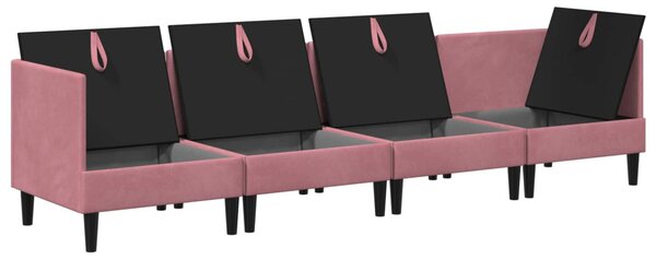VidaXL Nappali bútor szett párnával tárolóval 4 pcs Rózsaszín Bársony