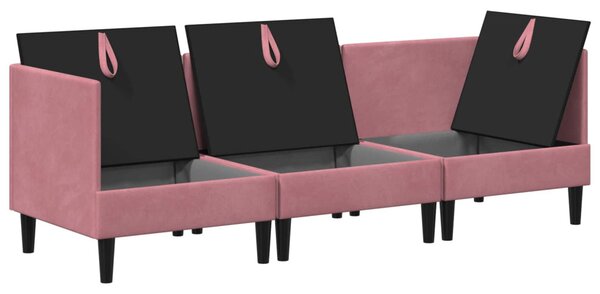 VidaXL Nappali bútor szett párnával tárolóval 3 pcs Rózsaszín Bársony