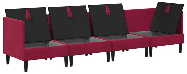 VidaXL Nappali bútor szett párnával tárolóval 4 pcs Bordó Bársony