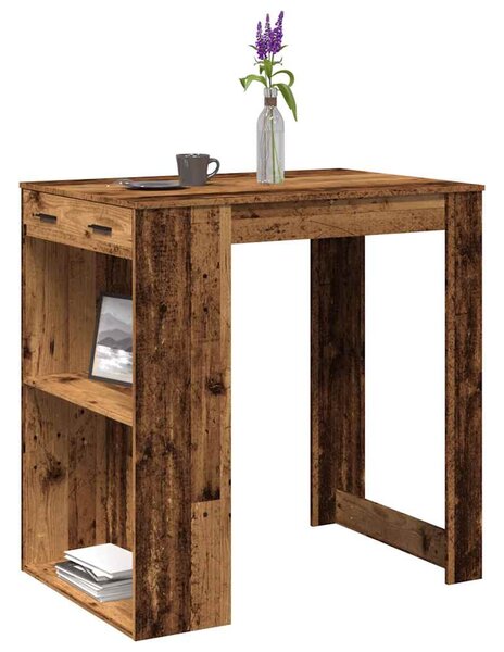 Antik fa színű szerelt fa bárasztal 102 x 70 x 103,5 cm