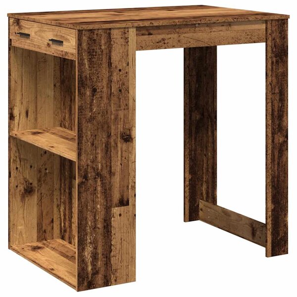 Antik fa színű szerelt fa bárasztal 102 x 70 x 103,5 cm