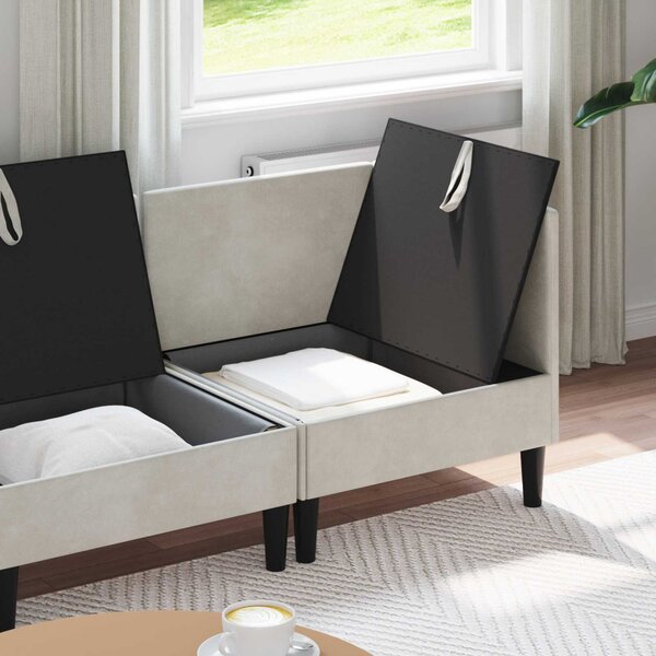 VidaXL Nappali bútor szett párnával tárolóval 3 pcs Krémszínű Bársony