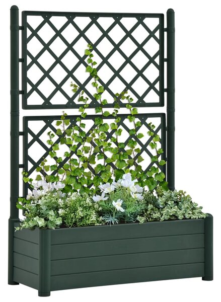 VidaXL zöld polipropilén rácsos kerti ültető 100 x 43 x 142 cm