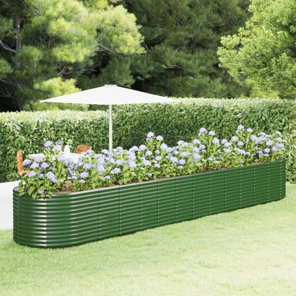 VidaXL zöld porszórt acél kerti magaságyás 554x100x68 cm