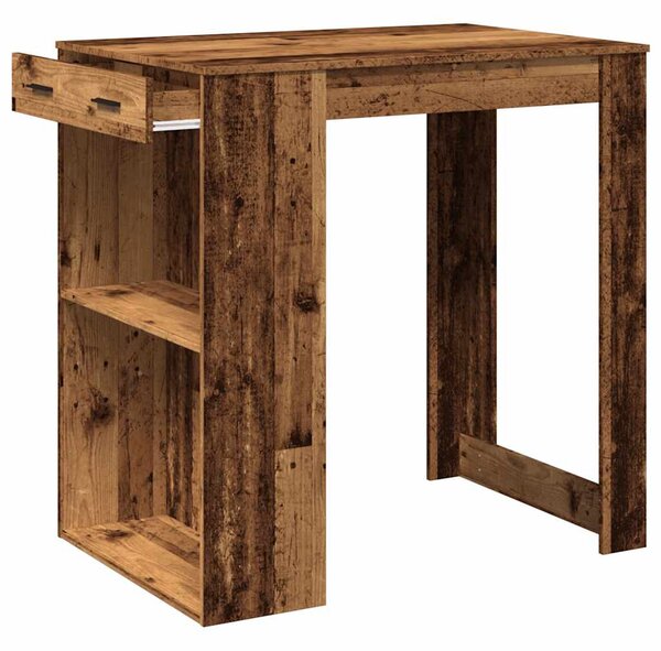 Antik fa színű szerelt fa bárasztal 102 x 70 x 103,5 cm