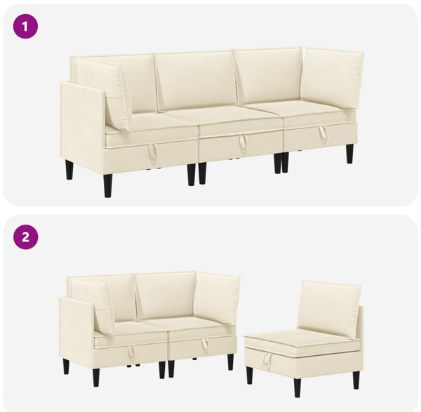 Nappali bútor szett 3 pcs Krémszínű Szövet