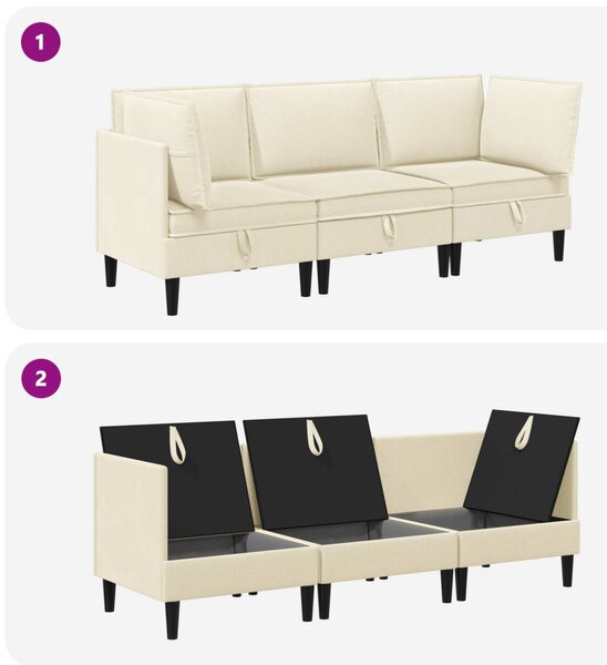 Nappali bútor szett 3 pcs Krémszínű Szövet