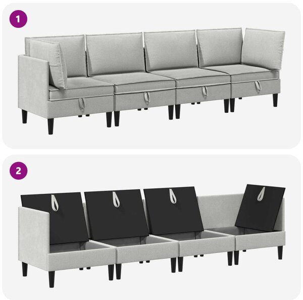 Nappali bútor szett 4 pcs Világosszürke Szövet