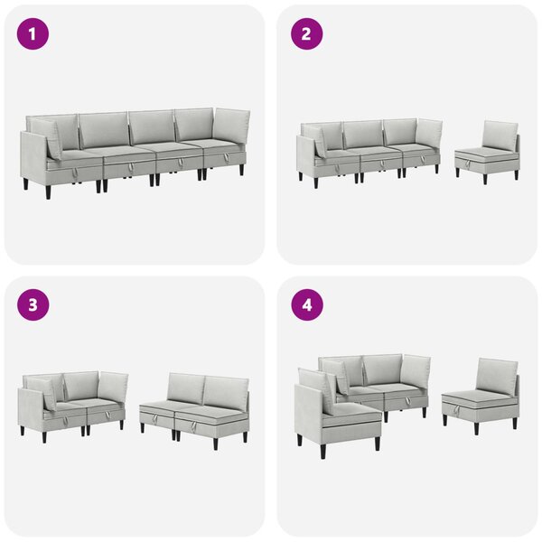 Nappali bútor szett 4 pcs Világosszürke Szövet