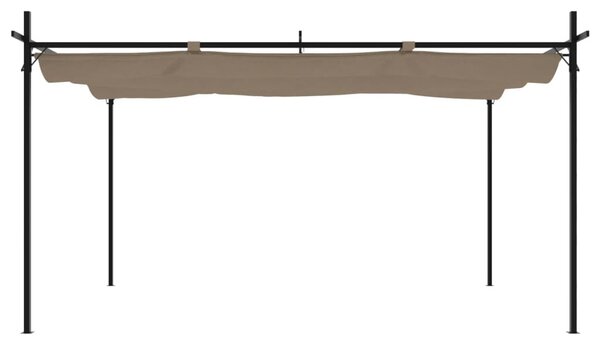 Tópszínű pergola behúzható tetővel 395 x 292 x 230 cm