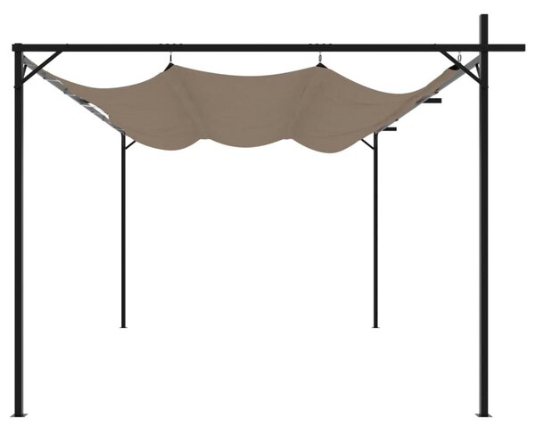 Tópszínű pergola behúzható tetővel 395 x 292 x 230 cm