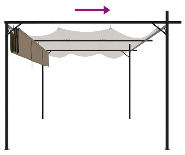 Tópszínű pergola behúzható tetővel 395 x 292 x 230 cm