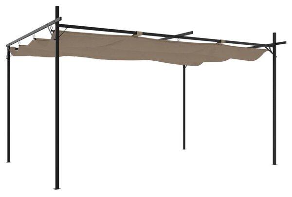 Tópszínű pergola behúzható tetővel 395 x 292 x 230 cm