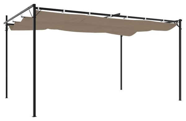 Tópszínű pergola behúzható tetővel 395 x 292 x 230 cm