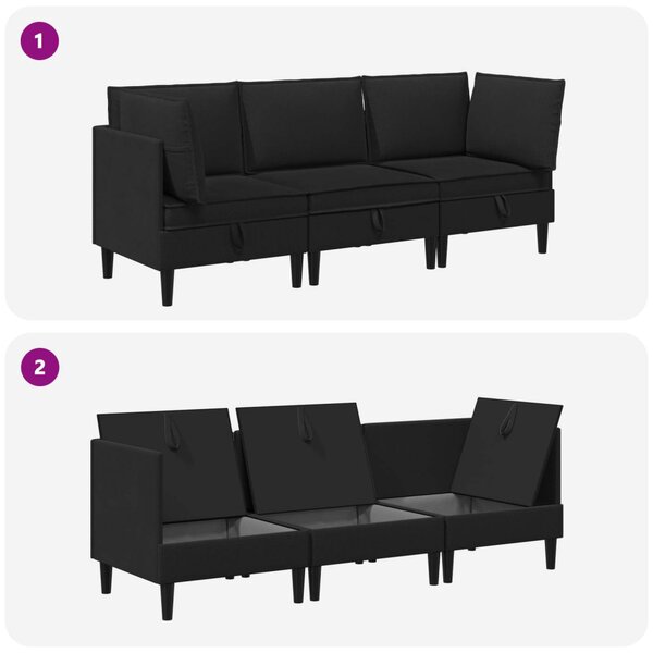 Nappali bútor szett 3 pcs Fekete Szövet