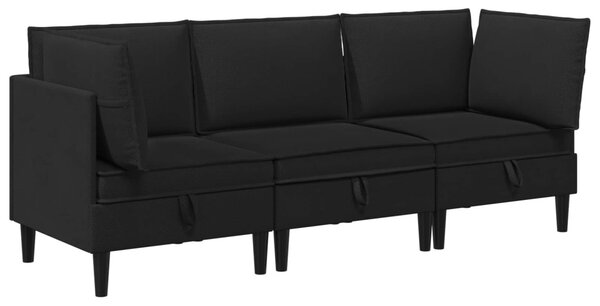 Nappali bútor szett 3 pcs Fekete Szövet