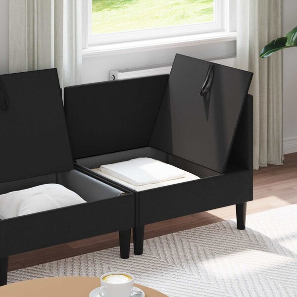 Nappali bútor szett 3 pcs Fekete Szövet