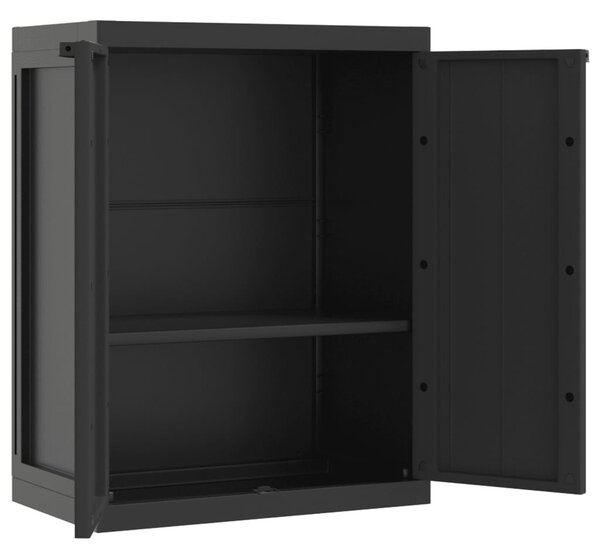 Fekete PP kültéri tárolószekrény 65 x 37 x 85 cm