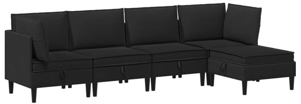 Nappali bútor szett 5 pcs Fekete Szövet