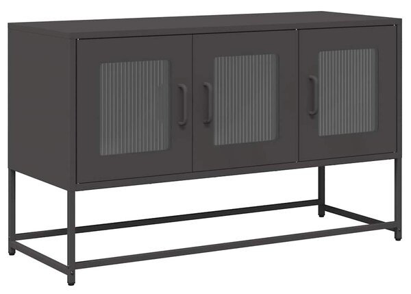 Fekete hidegen hengerelt acél TV-szekrény 100,5x39x60,5 cm