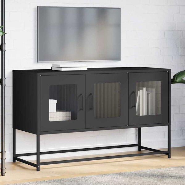 Fekete hidegen hengerelt acél TV-szekrény 100,5x39x60,5 cm