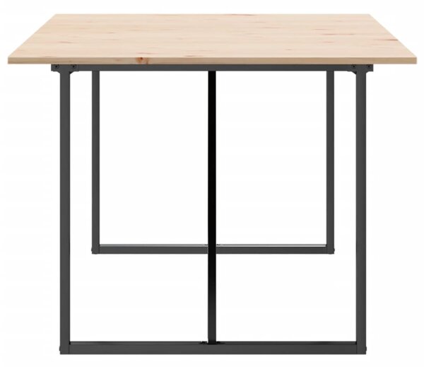 Tömör fenyőfa és acél étkezőasztal O-vázzal 200x100x75 cm