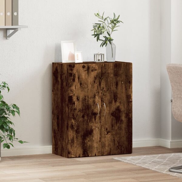 Füstös tölgy színű szerelt fa irattartó szekrény 60x32x77,5 cm