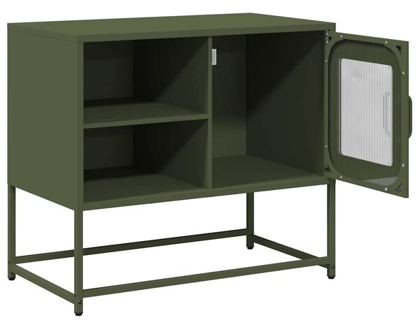 Olívazöld acél TV-szekrény 68 x 39 x 60,5 cm