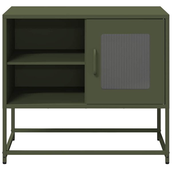 Olívazöld acél TV-szekrény 68 x 39 x 60,5 cm