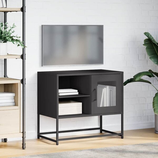 Fekete acél TV-szekrény 68 x 39 x 60,5 cm