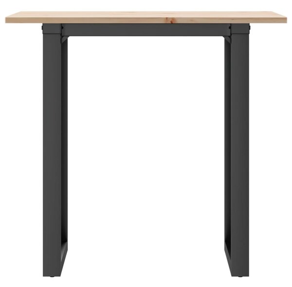 Tömör fenyőfa és acél étkezőasztal O-vázzal 80x50x75 cm