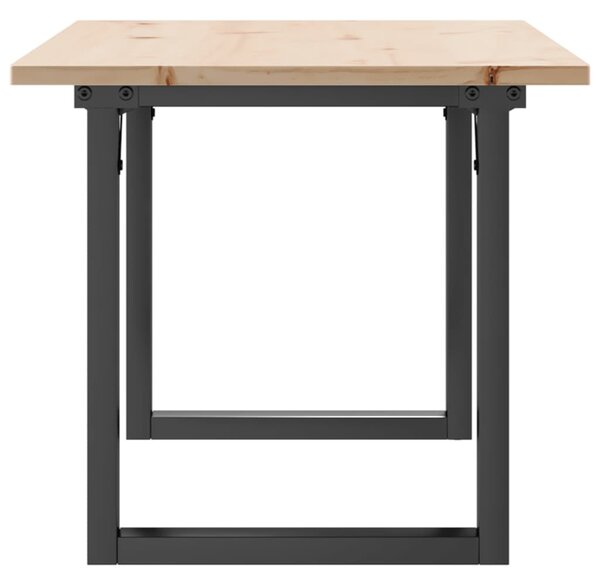 Tömör fenyőfa és acél dohányzóasztal O-vázzal 100x50x45 cm