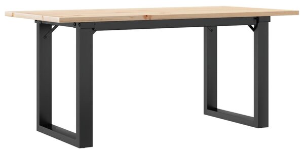 Tömör fenyőfa és acél dohányzóasztal O-vázzal 100x50x45 cm