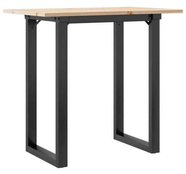 Tömör fenyőfa és acél étkezőasztal O-vázzal 80x50x75 cm
