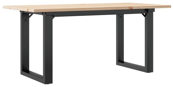 Tömör fenyőfa és acél dohányzóasztal O-vázzal 90x40x45 cm