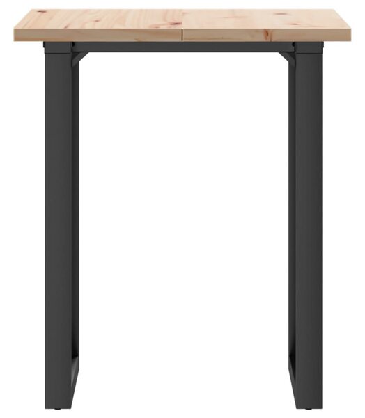 Tömör fenyőfa és acél étkezőasztal O-vázzal 70x70x75,5 cm