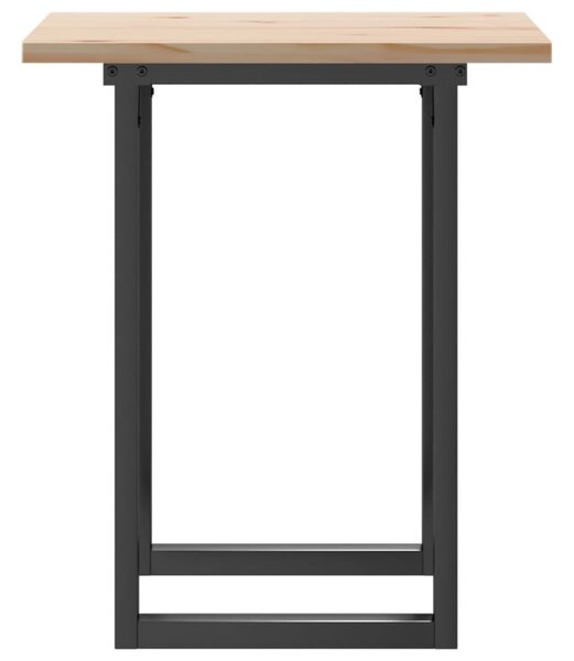 Tömör fenyőfa és acél étkezőasztal O-vázzal 70x70x75,5 cm
