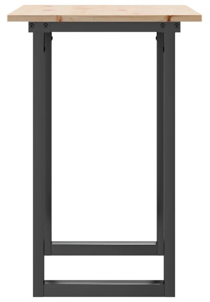 Tömör fenyőfa és acél étkezőasztal O-vázzal 80x50x75 cm