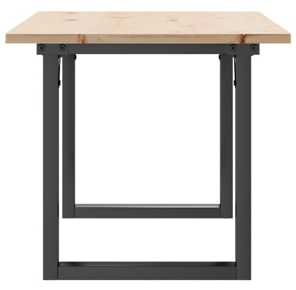 Tömör fenyőfa és acél dohányzóasztal O-vázzal 90x40x45 cm