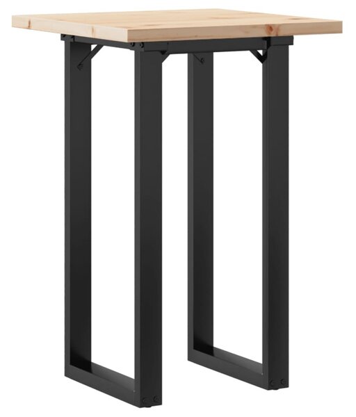 Tömör fenyőfa és acél étkezőasztal O-vázzal 50x50x75,5 cm