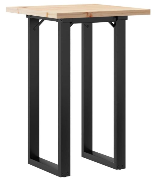 Tömör fenyőfa és acél étkezőasztal O-vázzal 50x50x75,5 cm