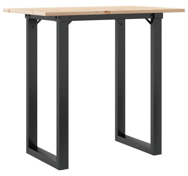 Tömör fenyőfa és acél étkezőasztal O-vázzal 80x50x75 cm