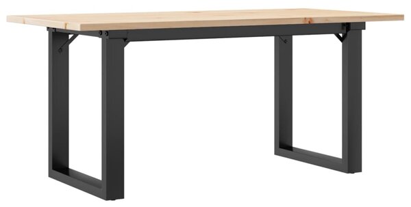 Tömör fenyőfa és acél dohányzóasztal O-vázzal 100x50x45 cm